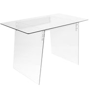 LumiSource Glacier Desk 47in Clear Tempered Glass Top | Chrome Steel Frame | Home Office & Study Desk | 47 x 26 x 30 in | Model OFD-TM-GLACE