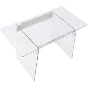 LumiSource Glacier Desk 47in Clear Tempered Glass Top | Chrome Steel Frame | Home Office & Study Desk | 47 x 26 x 30 in | Model OFD-TM-GLACE