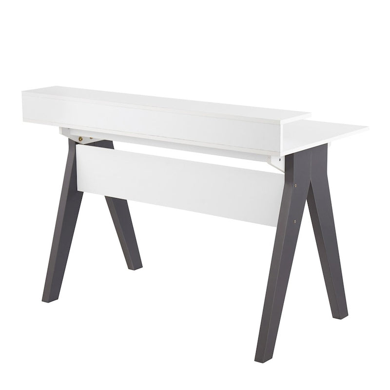 LumiSource Wishbone Desk 47in White Wood Top | Grey Wood Accents | Home Office & Study Desk | 47 x 23 x 34 in | Model OFD-WISHGYW