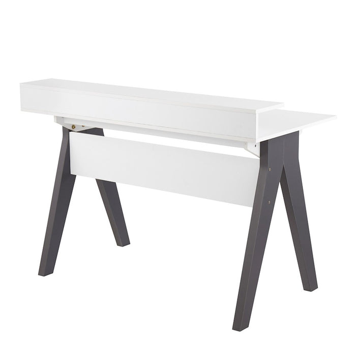 LumiSource Wishbone Desk in Grey Wood/White Wood