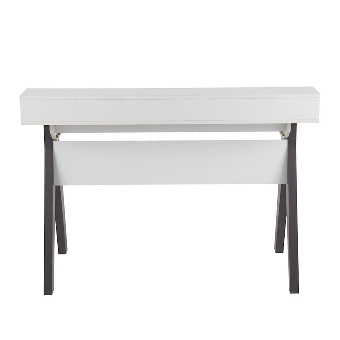 LumiSource Wishbone Desk in Grey Wood/White Wood