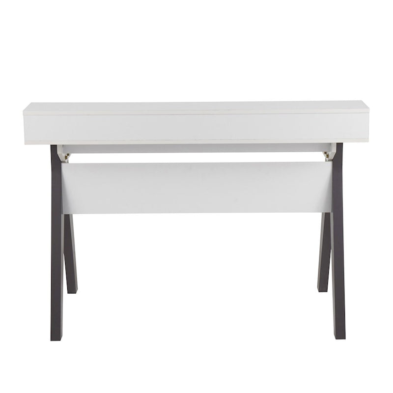 LumiSource Wishbone Desk 47in White Wood Top | Grey Wood Accents | Home Office & Study Desk | 47 x 23 x 34 in | Model OFD-WISHGYW