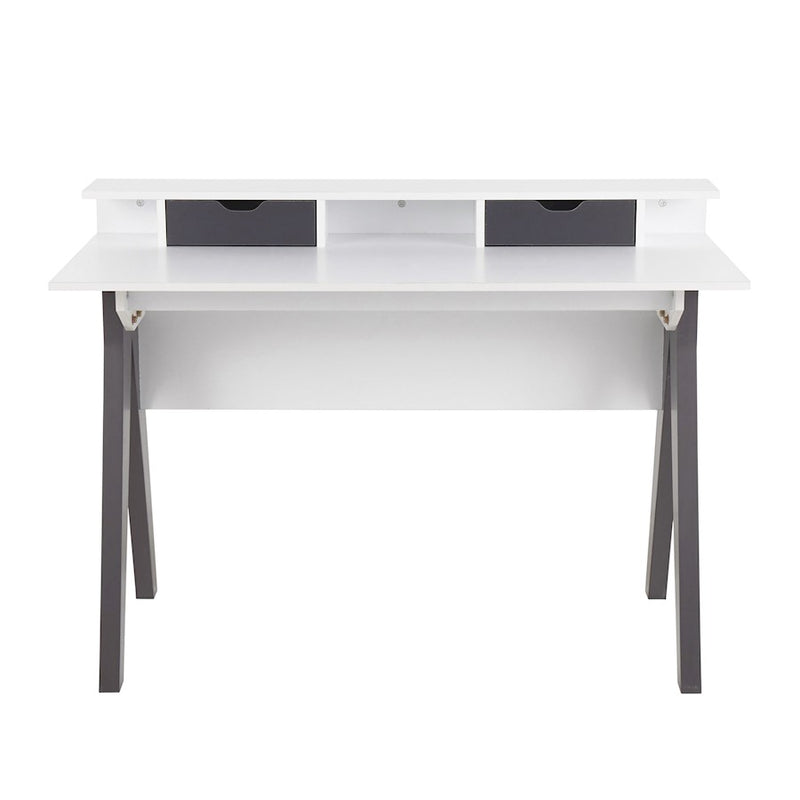 LumiSource Wishbone Desk in Grey Wood/White Wood