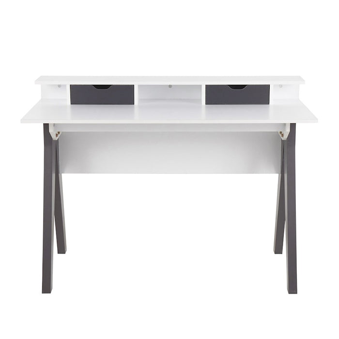LumiSource Wishbone Desk in Grey Wood/White Wood