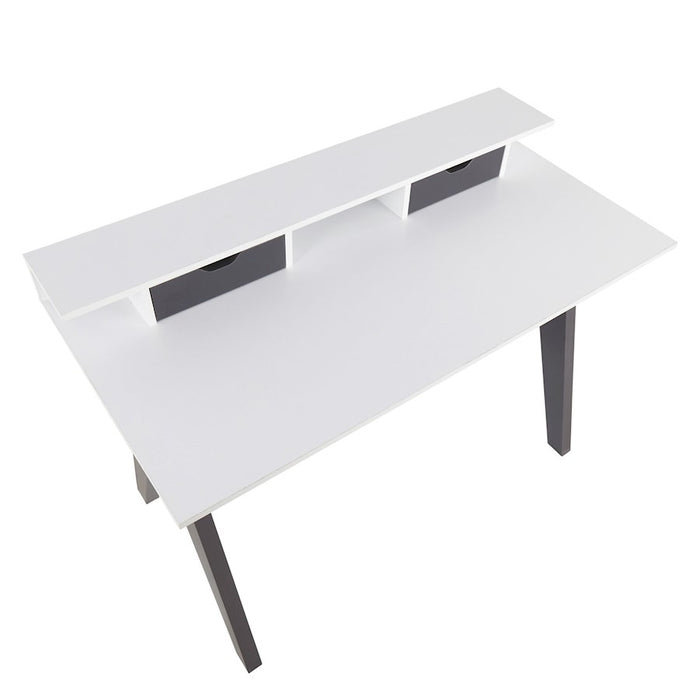 LumiSource Wishbone Desk in Grey Wood/White Wood