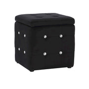 LumiSource Pouf Square Ottoman in Black Velvet - OT-AH-POUFSQVBK