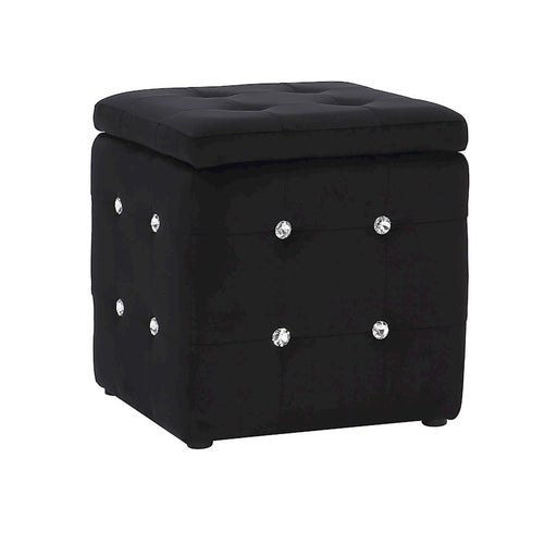 LumiSource Pouf Square Ottoman in Black Velvet - OT-AH-POUFSQVBK