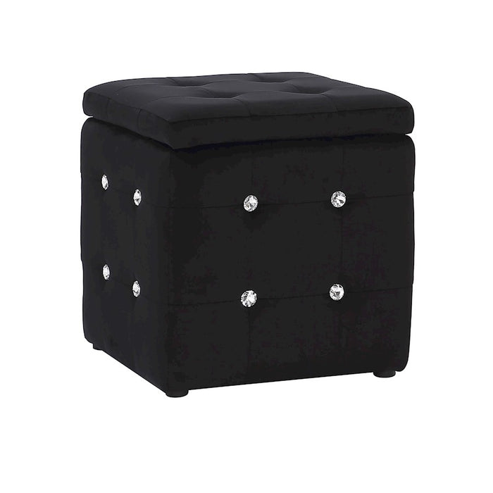 LumiSource Pouf Square Ottoman in Black Velvet - OT-AH-POUFSQVBK