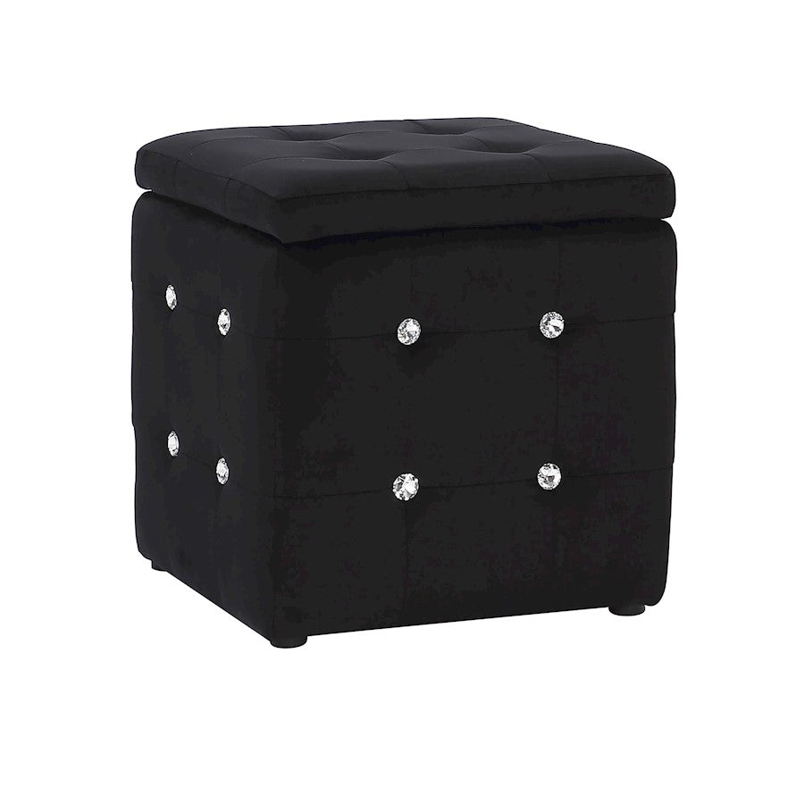 LumiSource Pouf Square Ottoman in Black Velvet - OT-AH-POUFSQVBK
