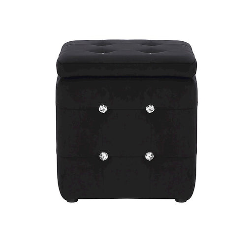LumiSource Pouf Square Ottoman in Black Velvet