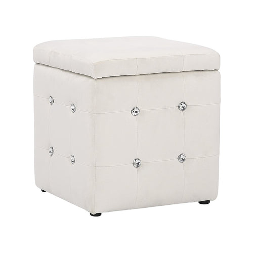LumiSource Pouf Square Ottoman in White Velvet - OT-AH-POUFSQVW