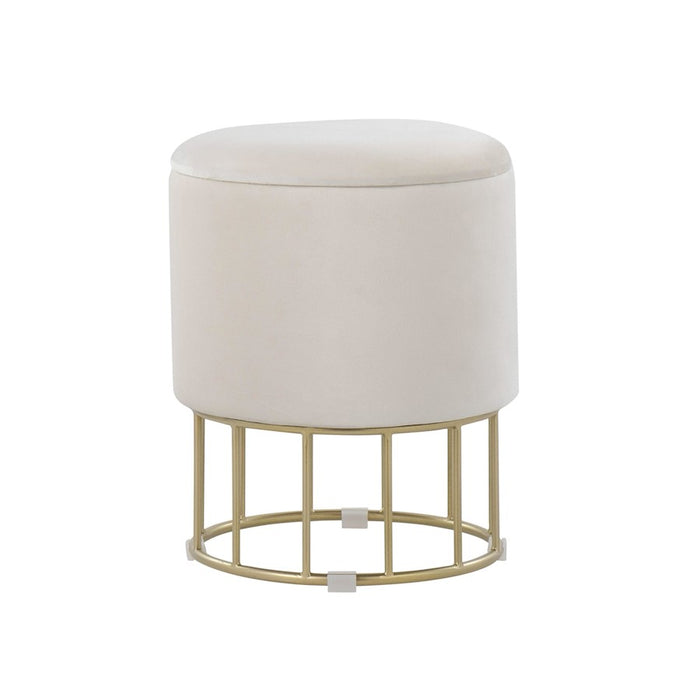 LumiSource Canary Ottoman in Gold Steel/Cream Velvet - OT-CANARYAUVCR