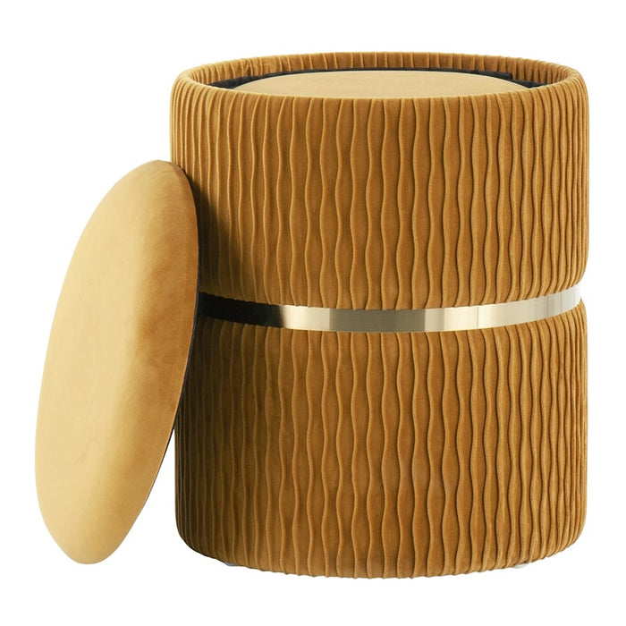 LumiSource Cinch Nesting Ottoman Set in Gold Steel/Orange Velvet