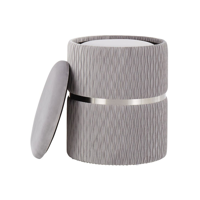 LumiSource Cinch Nesting Ottoman Set in Chrome/Silver Velvet