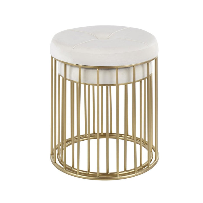 LumiSource Canary Nesting Ottoman Set, Gold/Cream Velvet