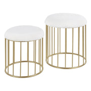 LumiSource Canary Nesting Ottoman Set, Gold/White Plush - OT-CNRYNESTPLSHAUW