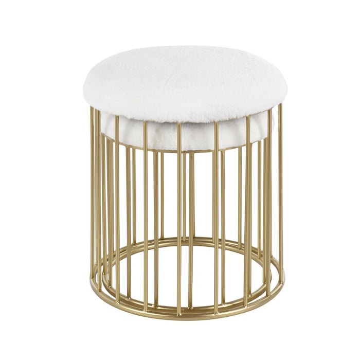 LumiSource Canary Nesting Ottoman Set, Gold/White Plush