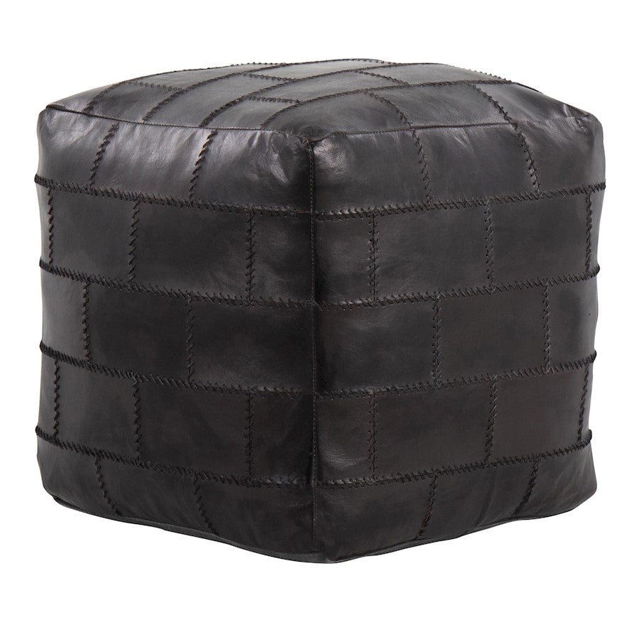 LumiSource Cobbler Pouf, Black Leather - OT-COBBLERVSBK