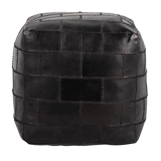 LumiSource Cobbler Pouf, Black Leather