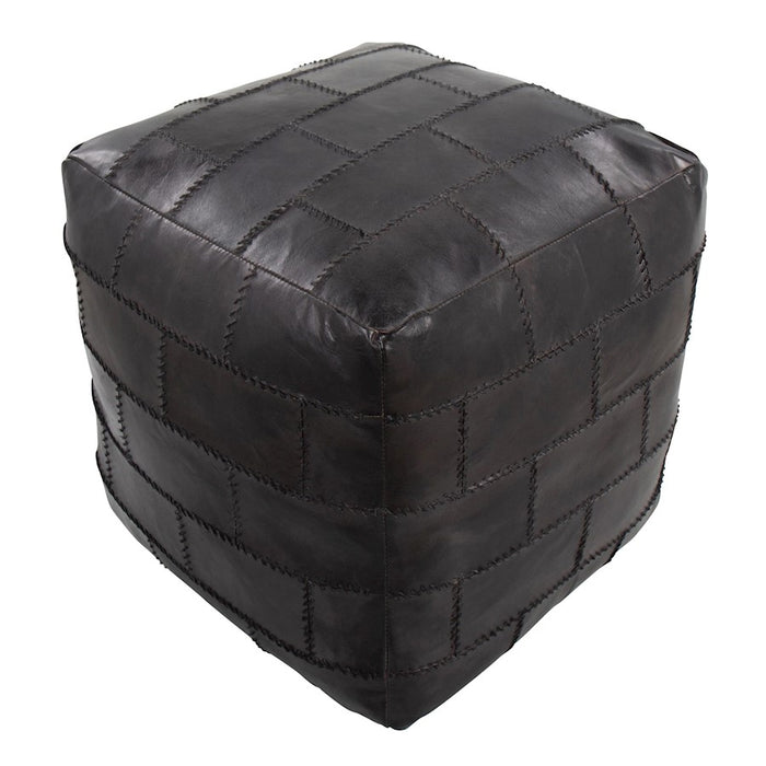 LumiSource Cobbler Pouf, Black Leather