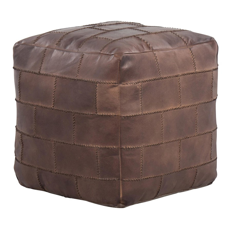 LumiSource Cobbler Pouf, Grey Leather - OT-COBBLERVSGY