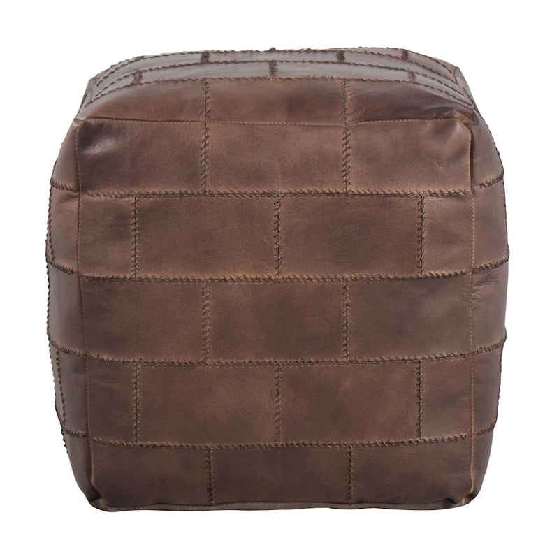 LumiSource Cobbler Pouf, Grey Leather