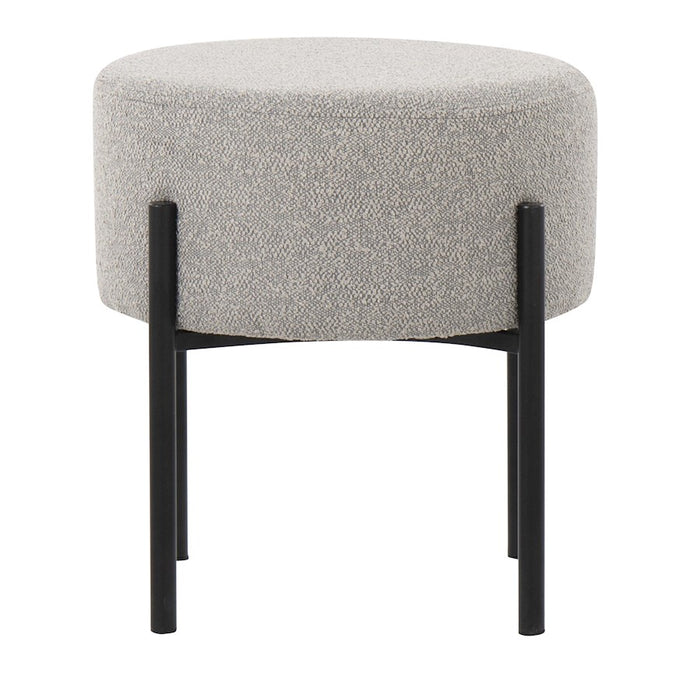 LumiSource Daniella Ottoman, Black Metal/Light Grey Fabric