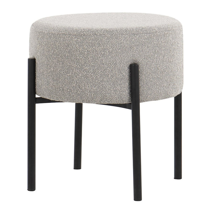 LumiSource Daniella Ottoman, Black Metal/Light Grey Fabric