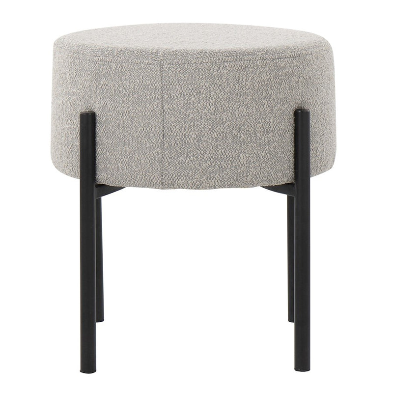 LumiSource Daniella Ottoman, Black Metal/Light Grey Fabric