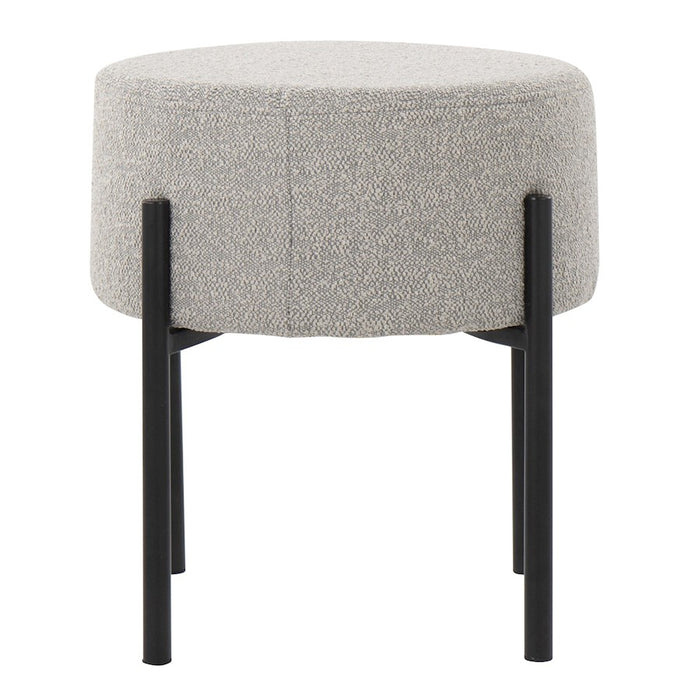LumiSource Daniella Ottoman, Black Metal/Light Grey Fabric
