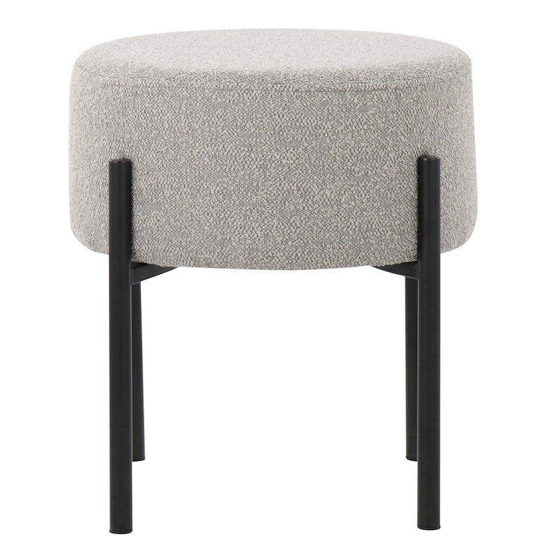 LumiSource Daniella Ottoman, Black Metal/Light Grey Fabric