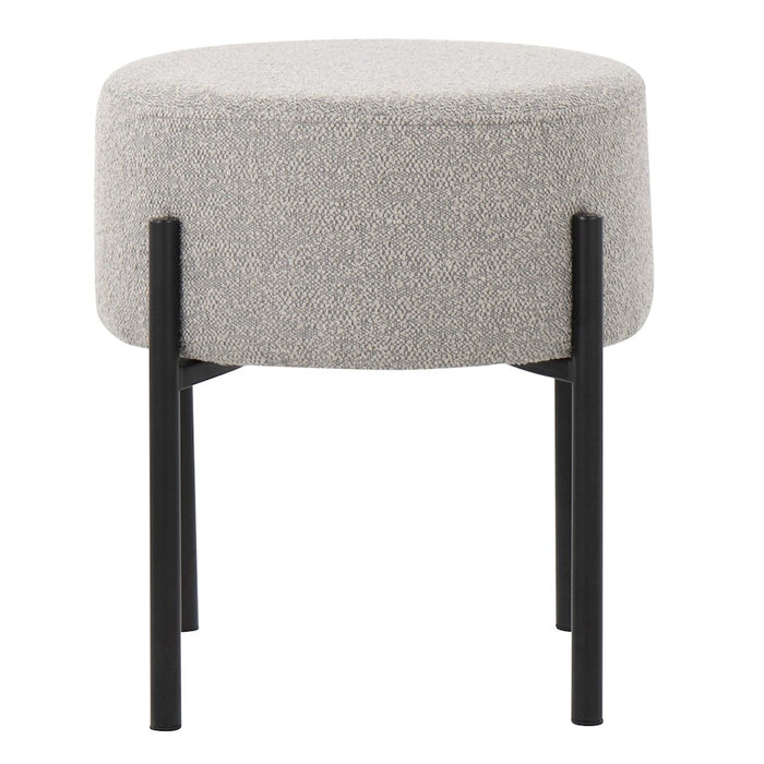 LumiSource Daniella Ottoman, Black Metal/Light Grey Fabric