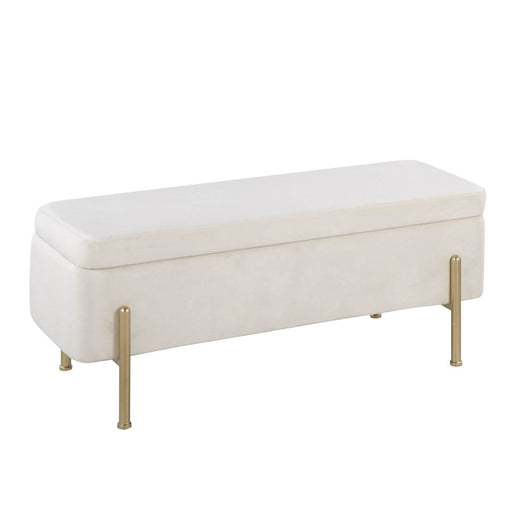 LumiSource Daniella Storage Bench, Gold/Cream - OT-DANIELLASTORAUVCR