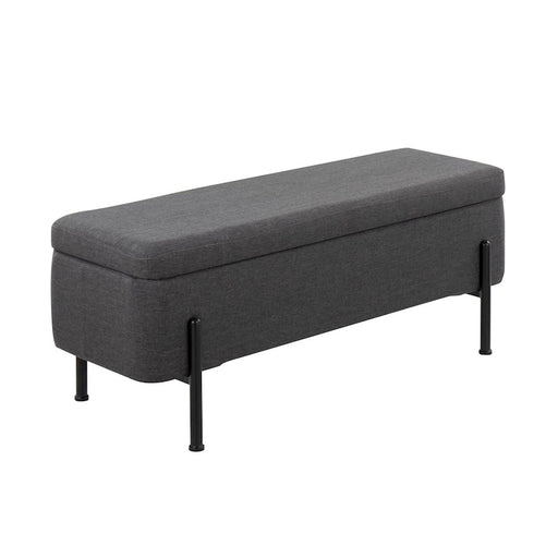 LumiSource Daniella Storage Bench, Black Steel/Charcoal - OT-DANIELLASTORBKCHAR