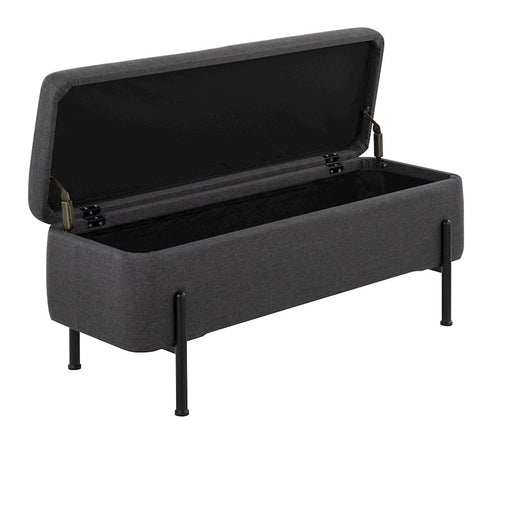 LumiSource Daniella Storage Bench, Black Steel/Charcoal