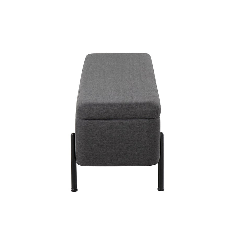 LumiSource Daniella Storage Bench, Black Steel/Charcoal