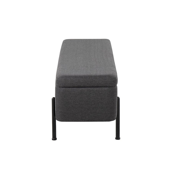 LumiSource Daniella Storage Bench, Black Steel/Charcoal