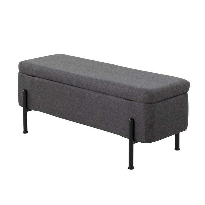 LumiSource Daniella Storage Bench, Black Steel/Charcoal