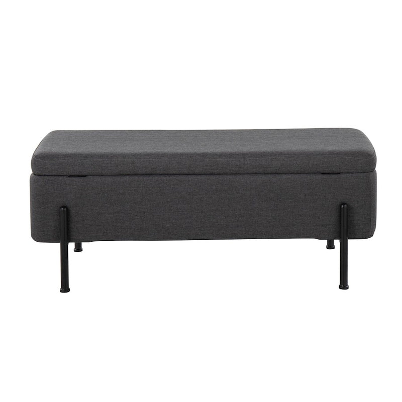 LumiSource Daniella Storage Bench, Black Steel/Charcoal
