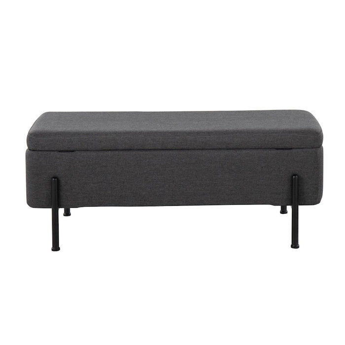 LumiSource Daniella Storage Bench, Black Steel/Charcoal