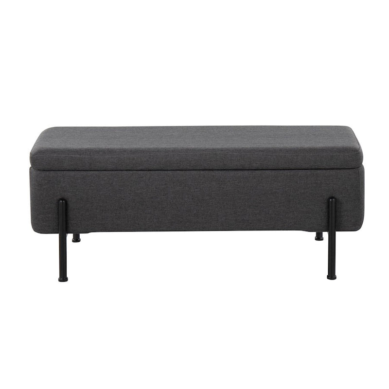 LumiSource Daniella Storage Bench, Black Steel/Charcoal