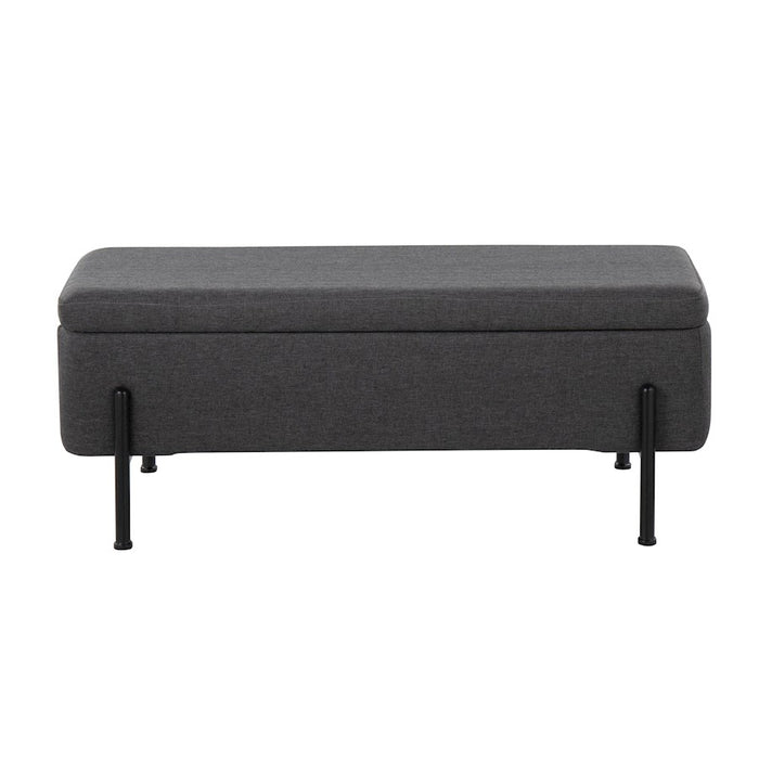 LumiSource Daniella Storage Bench, Black Steel/Charcoal