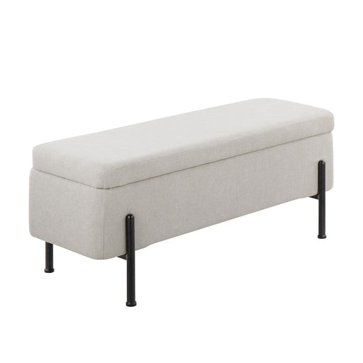LumiSource Daniella Storage Bench, Black Steel/Cream - OT-DANIELLASTORBKCR