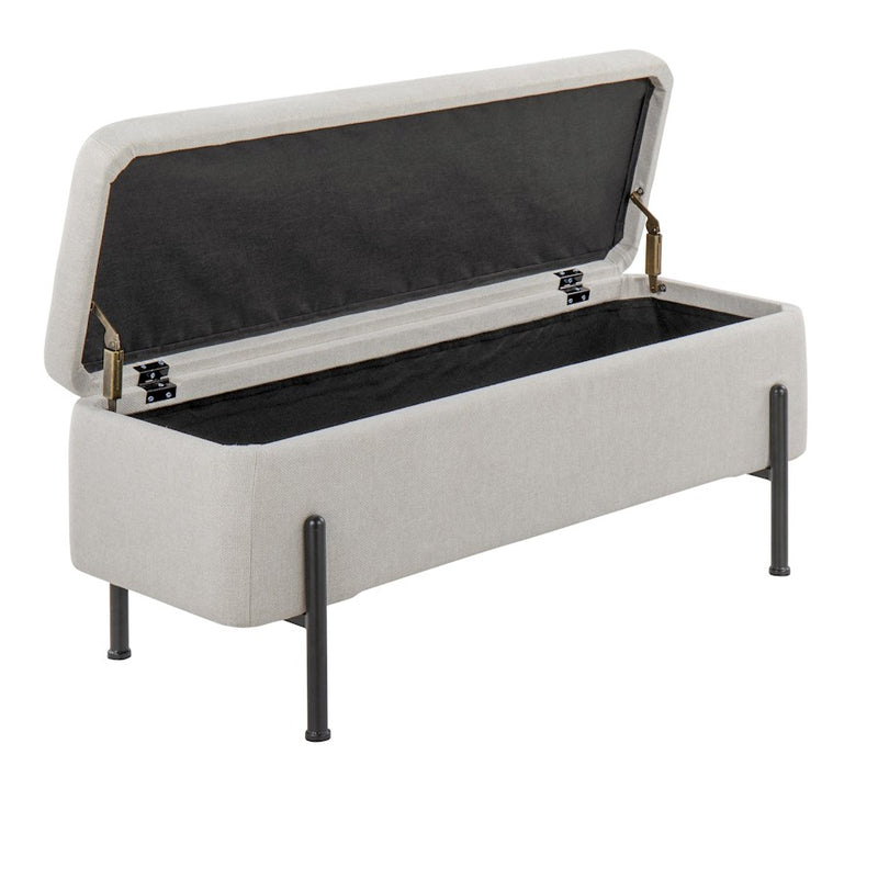 LumiSource Daniella Storage Bench, Black Steel/Cream