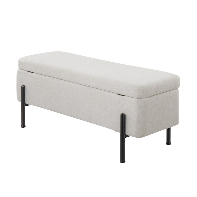 LumiSource Daniella Storage Bench, Black Steel/Cream