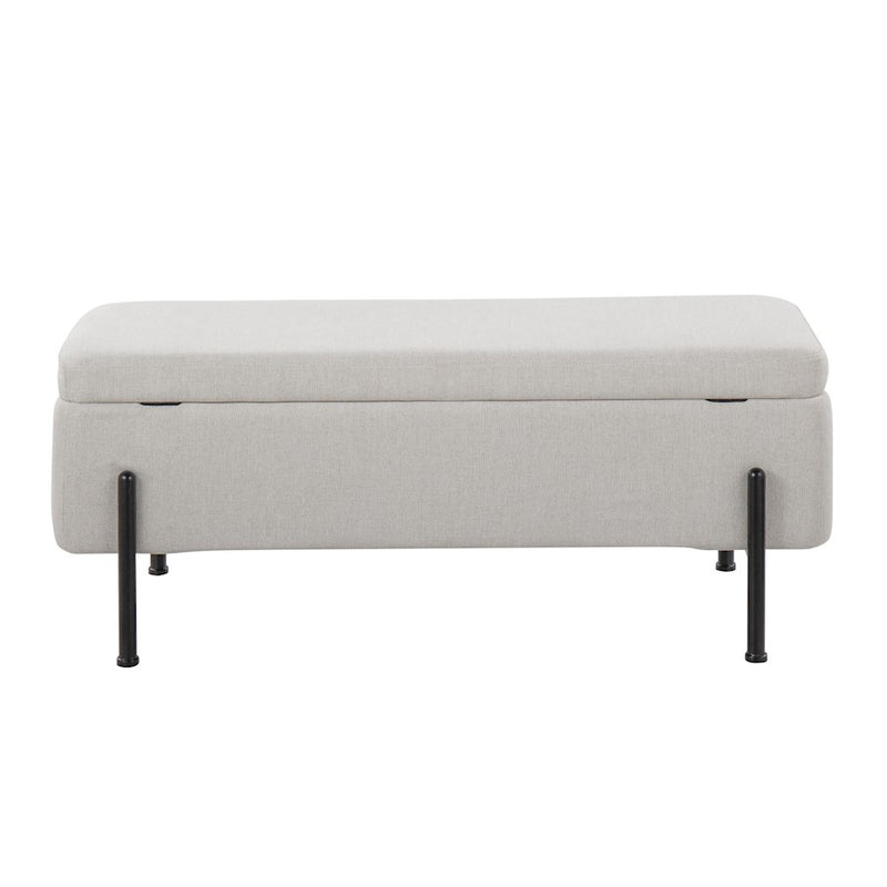 LumiSource Daniella Storage Bench, Black Steel/Cream
