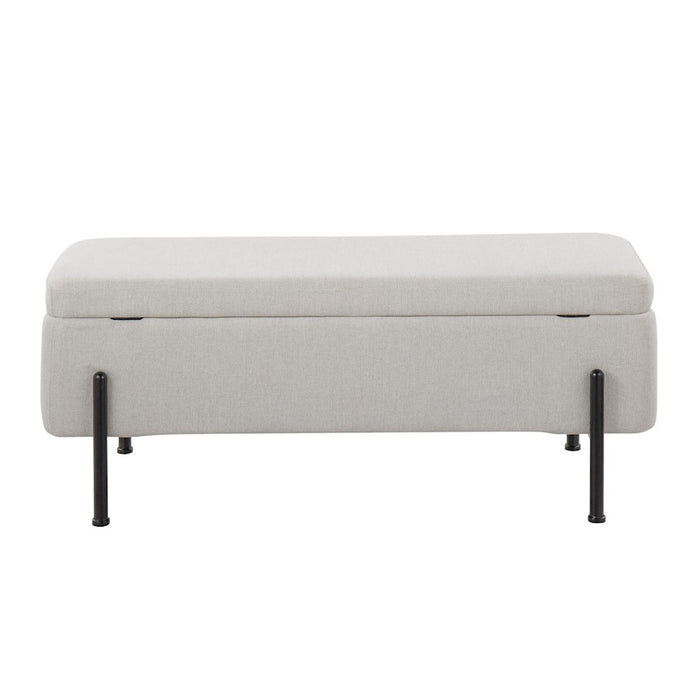LumiSource Daniella Storage Bench, Black Steel/Cream