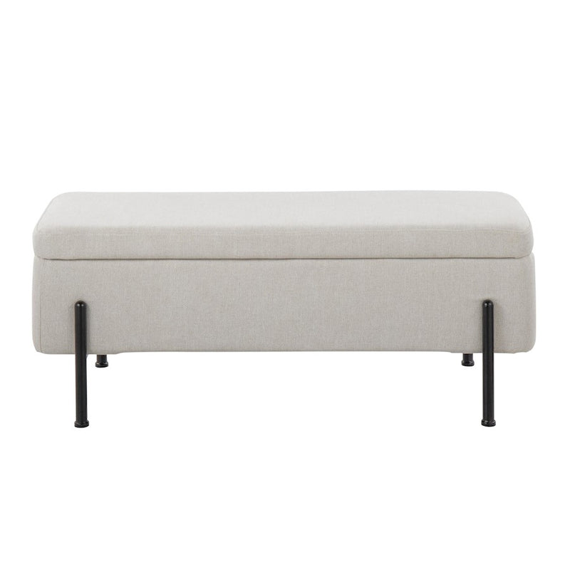 LumiSource Daniella Storage Bench, Black Steel/Cream
