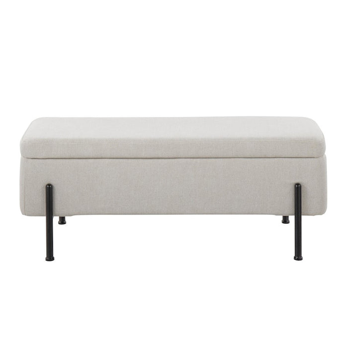 LumiSource Daniella Storage Bench, Black Steel/Cream