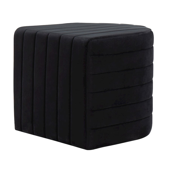 LumiSource Demi Ottoman in Black Velvet